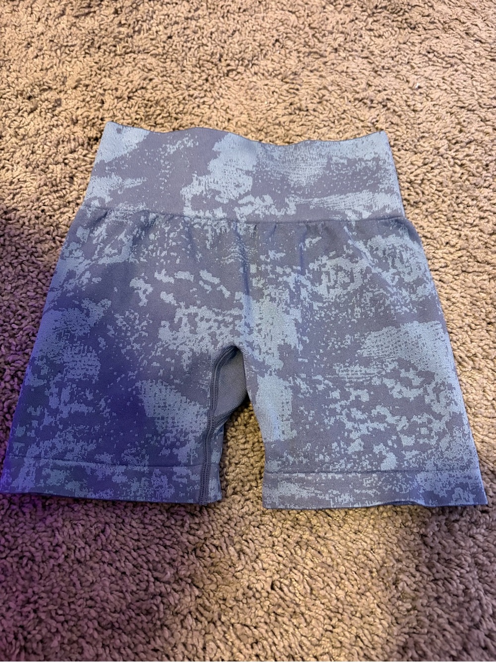 Amazon Women's Blue Patterned High-Waist Bike Shorts